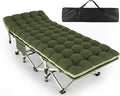 ZENPETIO Camping Cot for Adults - Heavy-Duty Cot Bed with Mattress, Portable Sleeping Cots for Outdoor Indoor, 1200D Oxford Folding Cots for Home Travel, Max load 500LBS, Fits People up to 6'3", Green