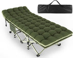 ZENPETIO Camping Cot for Adults - Heavy-Duty Cot Bed with Mattress, Portable Sleeping Cots for Outdoor Indoor, 1200D Oxford Folding Cots for Home Travel, Max load 500LBS, Fits People up to 6'3", Green