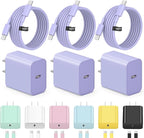 iPhone 17 16 15 Charger Fast Charging 3+3Pack Type C Charger USB C Chargers Block with 10FT Cable for iPhone Air/17/17 Plus/17 Pro/17 Pro Max/16/16 Plus/16 Pro/16 Pro Max/15/15 Pro Max (Purple)
