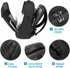 BANGE Business Smart Backpack Waterproof fit 15.6 Inch Laptop Backpack with USB Charging Port,Travel Durable Backpack, Black（no Usb）, L, Travel Backpacks