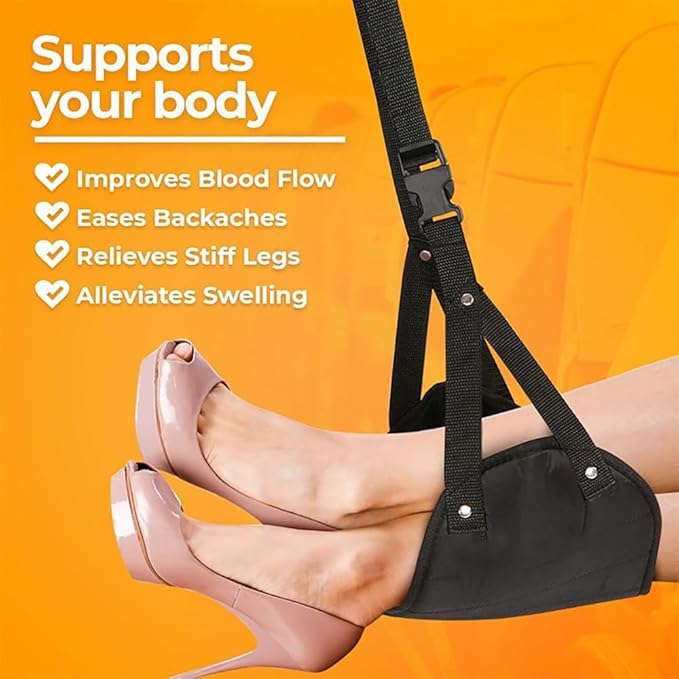 Airplane Foot Hammock Airplane Travel Footrest Hammock Comfy Foot Hanger Plane Footrest for Long Trip Desk Travel Essentials, 2Pack