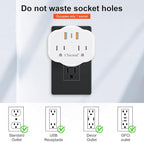 5 in 1 Wall Outlet Extender with USB & Type-C, Surge Protector, 2 AC Outlets, 1050J Fireproof, ETL/FCC Certified, Compact for Travel, Office, Home