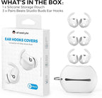 AhaStyle 3 Pairs Beats Studio Buds Ear Hooks Anti-Slip Ear Covers Silicone Accessories【Not Fit in The Charging Case】 Compatiable with New Beats Studio Buds 2021 (White)