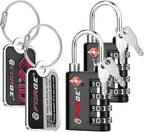 Forge Dual-Opening: Key or Combination Lock, TSA Approved Lock for Luggage, Pelican case, Travel, Gym, School, Luggage Combination Lock, Travel Bag Lock (Black 2 Locks and 2 ID)