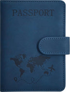 Passport Holder, Passport Cover with Credit Card Slot and Boarding Pass Slot Combo, Passport Wallet Case Book Travel Must Have, RFID Blocking Leather Travel Accessories, Dark Blue