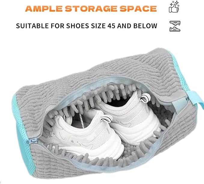 2Pcs Gray Laundry Shoe Washing Bag for Washing Machine, Reusable Anti-Deformation Design for Sneakers and Footwear