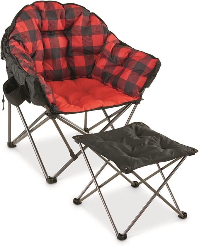 Guide Gear Camping Chair Foot Stool, Folding, Collapsible, Portable Footrest Black