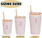 Reusable Insulated Neoprene Iced Coffee Cup Sleeve, Durable Drink Sleeve for Cold Beverages, Beverage Holder for Iced Coffee, Pink Stripes