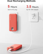 Portable Charger, 12000mAh 22.5W Fast Charging Power Bank with Built-in Cables & Wall Plug, Travel Essentials Battery Pack with LED Display, USB C External Battery Bank for iPhone iPad, Samsung Red