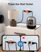 K KASONIC - 3-Outlet Grounding Adapter, Multiple Plug Outlet Extender, Power Splitter, [ETL Listed] Heavy-Duty Grounded Power Tap - 4 Pack, Orange