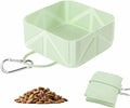 Cute Collapsible Silicone Dog Bowl with Carabiner - Portable Travel Pet Food & Water Dish for Walking, Hiking, Camping - Folds to Key Size, 350ml (Mint Green)