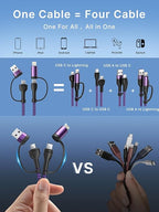4 in 1 Charging Cable 60W 6FT Apple MFi Certified USB C to Lightning Cable Nylon Braided Multi iPhone Charger Cord USB C Cable for iPhone 17 16 15 14 Pro/Max/iPad/Samsung/MacBook/Carplay