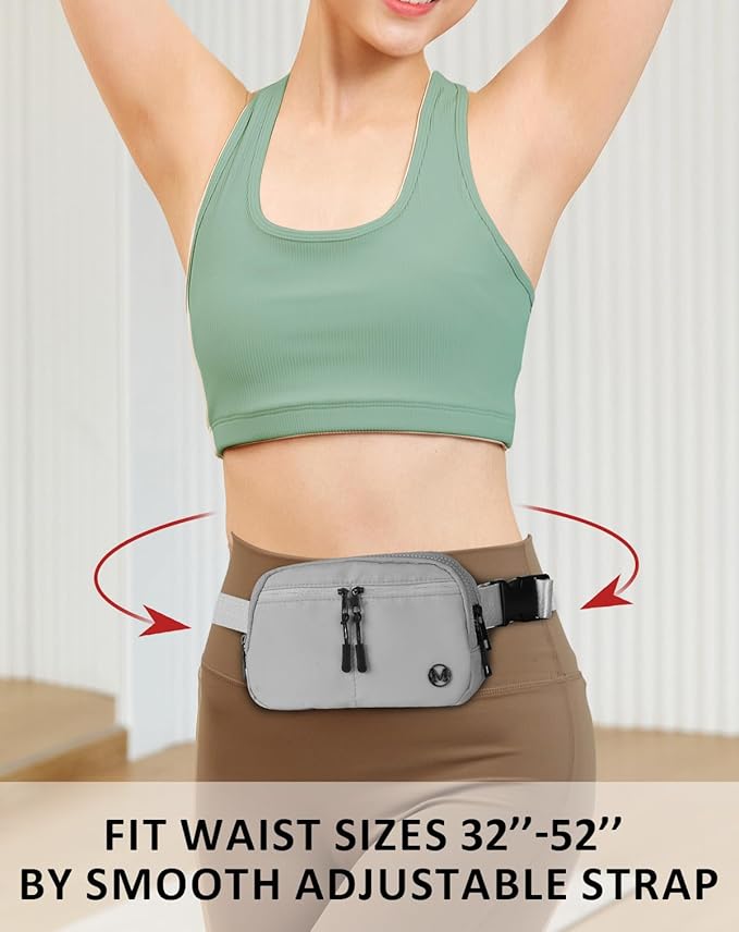Fanny Pack Crossbody bags for Women Men, 2L Everywhere Belt Bag, Fashion Waist Packs, 5-Zipper Pockets Waist Bag with Adjustable Strap