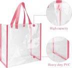 Eccliy 30 Pack 12x12x6 Inch Clear Tote Bag Stadium Approved Bulk Plastic Beach Tote Gift Bag with Handle for Gym Sports | 30 Pack, 12x12x6 Inch, Stadium Approved, Bulk, with Handle, Tote Gift Bag