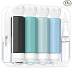 Redfly 17PCS Travel Bottles for Toiletries, TSA Approved Silicone Travel Size Containers, Leak Proof Toiletry Containers for Shampoo, Conditioner, Lotion & Creams Gray