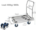 Foldable Push Hand Cart with Hollow Out Platform for Luggage and Moving Transport