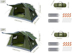 Night Cat Backpacking Tent for Camping: Portable 1-2 Person Hiking Waterproof Tent Quick Setup and Compact for Outdoor Festivals