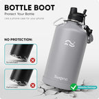 Swigina [2-IN-1 LID] Gallon Insulated Water Bottle with Silicone Boot (48hrs Cold/24hrs Hot) - DIY Stickers, Leakproof, BPA Free, 128 oz