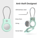 4 Pack Keychain with Secure Lock,Case with Wire Cable,Anti-Lost Protective Case with Keyring for Luggage, Key, Pet, Bag, Black/Sky Blue