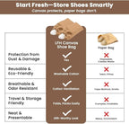 LFH Cotton Rich Shoe Storage Bags with Drawstring, Dustproof Breathable Reusable Organizer, Perfect For Travel, Dorm, Hotel, College, Gym, Easy to Carry, Machine Washable 8"x17" (Pack of 2) - Beige