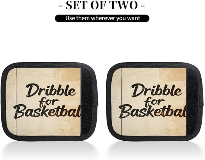 2 Pack Luggage Handle Wrap with Travel Tags - Non-Slip Protective Cover Soft Handle Grips Covers for Suitcase(Vintage Dribble for Basketball)