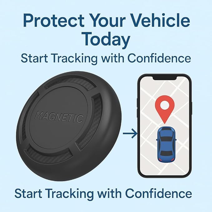 Magnetic Hidden GPS Tracker for Vehicles – 365 Days Battery Life, No Subscription, Car Tracker Device Hidden (Android Tracker)