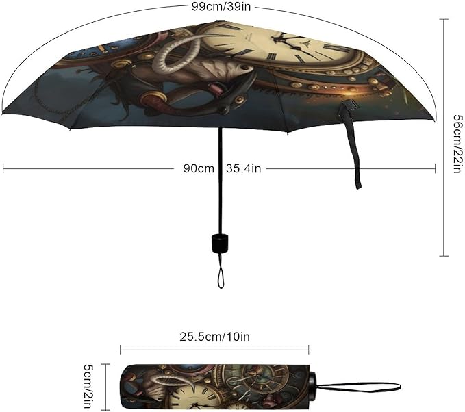 AMRANDOM Travel Folding Umbrella Automatic Open Tri-Fold For Car Rain Outdoor Use For Car Rain Outdoor Use With Black Anti-Uv Coating