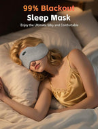 Sleep Mask with Bluetooth 6.0 Headphones, 20H Playtime Sleeping Headphones for Side Sleepers, Adjustable Blackout Eye Mask for Travel Meditation, Noise-Reducing Sleep Mask Gifts for Women Men, Gray