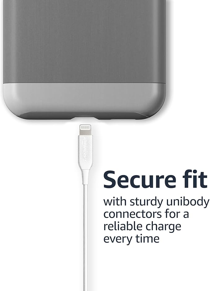 Amazon Basics 2-Pack Apple MFi Certified USB-A to Lightning Cable, Fast Charging, Data Sync, High Speed Transfer, Sturdy Design for iPhone 14 13 12 11 X Xs Pro, Pro Max, Plus, iPad, 6 Foot, White