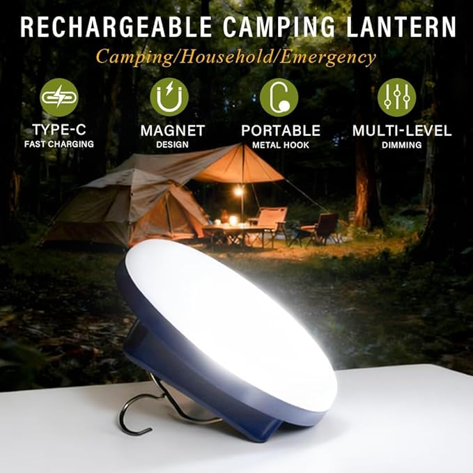 Camping Lights Tent Light 4500 Lumens 45W Rechargeable LED Lantern Magnetic Hanging, Portable USB Outdoor Canopy, Emergency Lights for Home, Lanterns for Power Outages, Ice Shanty Lights（2pcs）