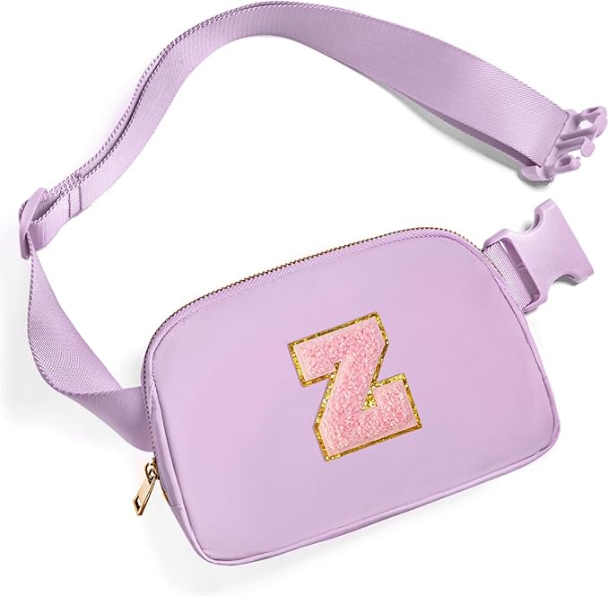 Gitus Initial Belt Bag Fanny Pack Crossbody Bag for Girls Birthday Gifts Age 8-10 Teen Girl Gifts Trend Stuff Personalized Letter Gifts for Daughter Sister (Lavender-Z)