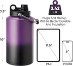 Kerilyn Insulated Gallon Jug with Handle, One Gallon, 128oz Stainless Steel, Large Double Vacuum Water Bottle for Hot & Cold Drinks, Wide Mouth, Sweat Proof, Great for Travel, Camping, Purple Gradient
