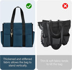 Becokan Large Tote Bag for Women Waterproof with 12 Pockets Top Zipper Closure Utility Teacher Nurse Bags for Work School