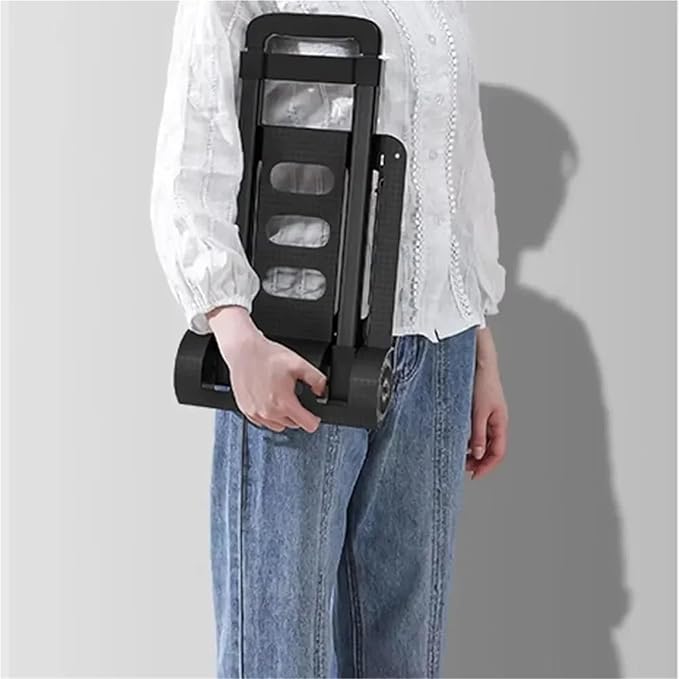 Portable Lightweight Hand Truck for Luggage Adjustable Utility Cart 4Wheel Aluminum Folding Shopping Trolley Stair Climber Outdoor Express Cart for Suitcases & Storage