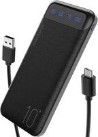 YOBON Power Bank 10000mAh Portable Charger Slim Battery Pack with 2 USB 2.4A Outputs and USB C in/Out Compatible with Huawei iPhone 16 15 14 13 12 iPad Samsung Galaxy S20 Android Tablet (Dark Black)
