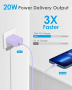 AISNI Fast Charger Block for iPhone 14 13 12 with 10 Foot Fast Charging Cable,MFi-Certified, 20W PD USB C i-Phone Charger 10 ft Compatible with iP14 Plus/14/13/12/11 Pro Max/XSMax (2-Pack Purple)