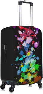Travel Luggage Cover Suitcase Protector, Colorful Rainbow Paint Splatter Washable Elastic Stretchy Anti-scratch Travel Baggage Cover with Concealed Zipper for Wheeled Suitcase Fits 25-28 Inch Luggage
