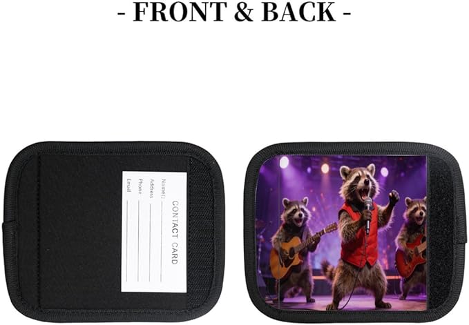 2 Pack Luggage Handle Wrap with Travel Tags - Non-Slip Protective Cover Soft Handle Grips Covers for Suitcase(Funny Red Pandas)