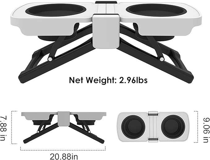 Portable Elevated Dog Bowl with 2 Collapsible Silicone Bowls, Portable Raised Feeder for Travel & Camping – Lightweight, Fold-Flat Feeding Station for Small, Medium & Large Dogs