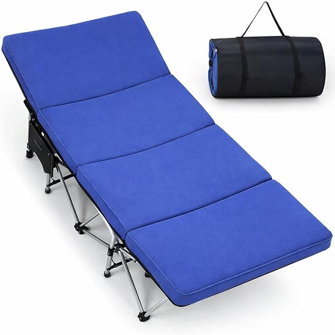 ABORON XXL Camping Cot with 2in Memory Foam Mattress, 900LBS Heavy Duty Sleeping Cot for Adults, Extra Wide Sleeping Cot, 1200D Double Layer Oxford Cot for Camping, Guest, Office Nap