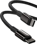 Baseus USB C Cable, 100W PD 5A QC 4.0 Fast Charging USB C to USB C Cable, Zinc Alloy Nylon Braided Type C Data Cable for Samsung S21 S20+ S10 Note 10 iPad Pro MacBook Pro Google Pixel and More (2M)
