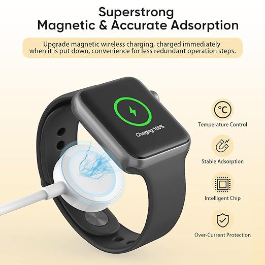 Upgraded Apple Watch Charger, Portable Fast Wireless Magnetic iWatch Charging Cable Cord with USB C Wall Charger Block Plug Adapter Compatible with Apple Watch Series 10,9,8,7,SE,6,5,4,3,2,1(1M/3.3FT)