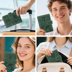 Personalized W Passport Holder Cover Initial Letter Travel Wallet RFID Blocking Passport Cover Credit Card Holder Case Passport Book Holders for Women and Men, Pine Green-W