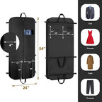 KEEGH Garment Bags for Travel 54" Tri-fold Garment Bag for Dresses Long Suit Bags Dress Bags for Closet Storage Hanging Clothes for Suit Coats Tuxedos Dresses with 4 Big Pockets, Black