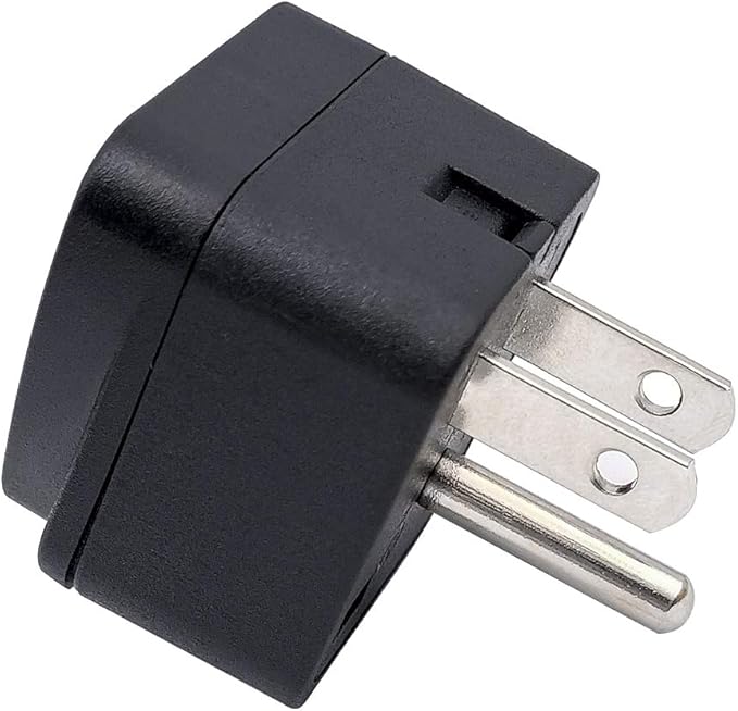 US Travel Plug Adapter EU/UK/AU/in/CN/JP/Asia/Italy/Brazil to USA (Type B), 3 Prong Grounded USA Wall Plug, International Mini Travel Adapter and Converter, Wall Outlet Power Charger Converter Black