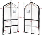 Univivi Clear Black PVC Dance Costume Bags Garment Bag 40 Inch for Dance Competitions, with 4 Medium Clear Zipper Pockets and 1 Large Back Zippered Pocket(Clear Black)
