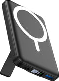 AOGUERBE for MagSafe Portable Charger, 10000mAh Magnetic Power Bank 22.5W Fast Charging, Mini Battery Pack Wireless with LED Display&Foldable Stand for iPhone 17/16/15/14/13/12 Series (Obsidian Black)