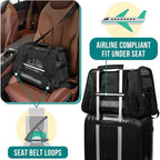 PetAmi Airline Approved Pet Carrier for Cats & Small Dogs, Soft Sided TSA Travel Carrier Bag with Sherpa Bed, Breathable Mesh Ventilation, Collapsible Bowl, Fits Under Seat, Up to 18 lbs, Large Black
