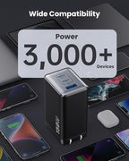 150W USB C Charger Block,GaN III Compact Foldable Wall Charger 3 Port Fast Charging Station,PD QC PPS Portable USB C Hub 100W Laptop Adapter for MacBook Pro/Air,iPad,iPhone 17/Pro,Galaxy S24,Dell etc