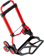 Heavy Duty Folding Hand Truck Trolley 80KG Capacity Multi Purpose Sack Barrow for Luggage Travel Moving Office & Auto Use Portable & Foldable Red Cart